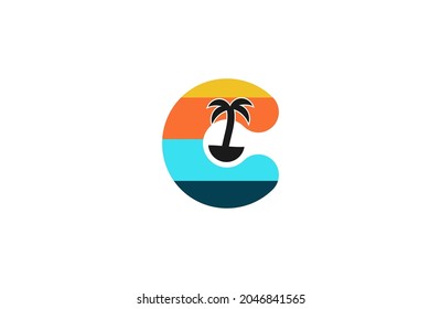 Letter C Logo Island Simple Minimalist