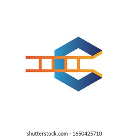 
letter c logo with ladder template