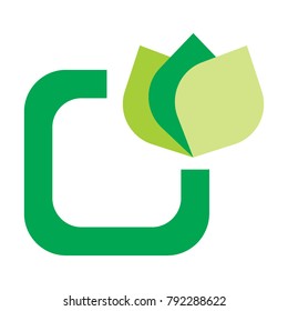 letter C logo leaf business 