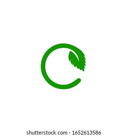 letter C logo with leaf icon vector 