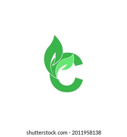 Letter C logo leaf icon design concept vector