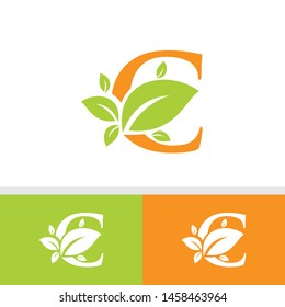 Letter C Logo with leaves Design Illustration Vector Template, Suitable for Creative Industries, Multimedia, Entertainment, Education, Shops and related businesses