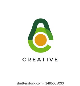 Letter A C logo like an avocado, vector design.