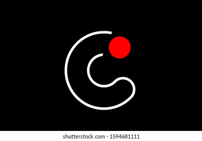 letter c logo line black background alphabet design icon for business with red dot. Suitable for a company logotype