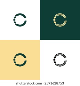 Letter C logo monogram, minimal style identity initial logo mark.