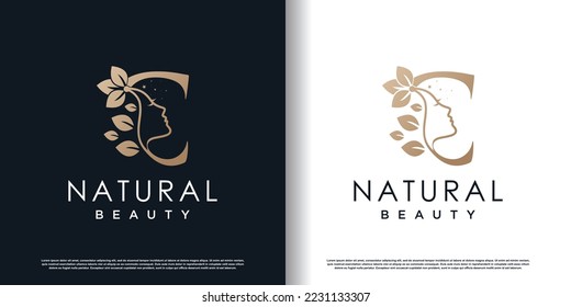 letter c  logo with natural beauty concept premium vector