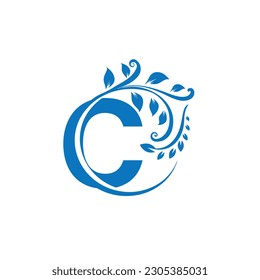 Letter c logo Nature Leaves Logo, Alphabetical leaf icon. Beautiful floral capital letters