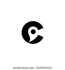 Letter C logo with negative space location icon