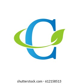 Letter C Logo Organic Leaf