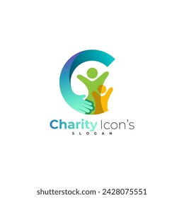 Letter C logo and people care design combination, family logos, unity