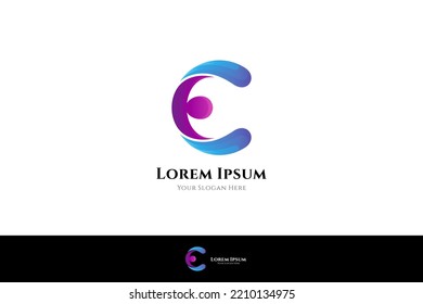 Letter C logo with people in simple design