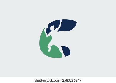 letter c logo with pickleball player silhouette. It is good for team logo, club, shirt, sticker, etc.