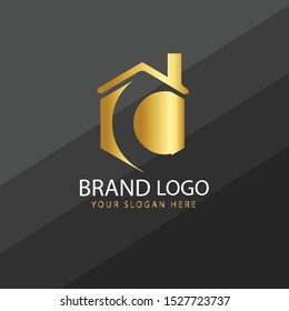 Letter C logo real estate concept. Premium Vector letter Logo in two color variations. Beautiful Logotype design for luxury company branding. Elegant identity design in black and gold.