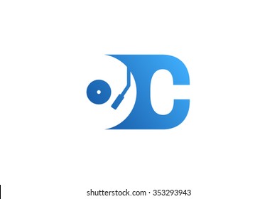 Letter C Logo, Record Vinyl Logo Design.