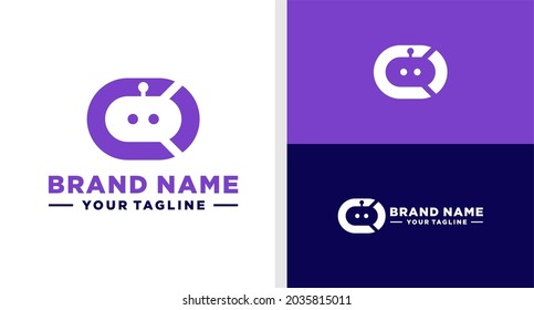 LETTER C LOGO ROBOT NEGATIVE SPACE EDITABLE