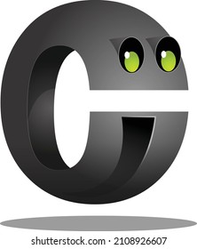 logotipo de letra C con aspecto robótico. Se puede usar para el símbolo de empresa de tecnología de la información o marca comercial. Uso en afiches para niños o libros para colorear. Icono de robot pequeño con cuerpo metálico y forma de un alfabeto.