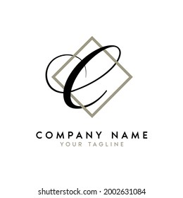 Letter C Logo Script in Diamond Frame