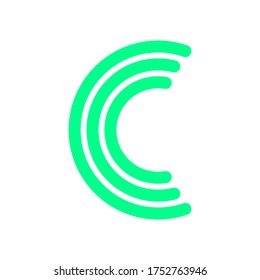 letter C logo semicircles in neon green color