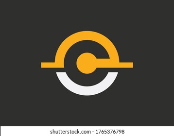Letter C logo in the shape of a circular saw. Construction company emblem