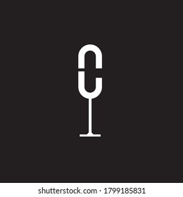 the letter c logo in the shape of a glass, beer icon