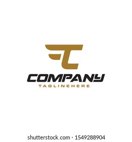 Letter C logo with simple Wings design element vector template.