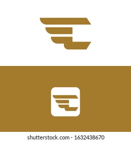 Letter C logo with simple Wings design element vector template