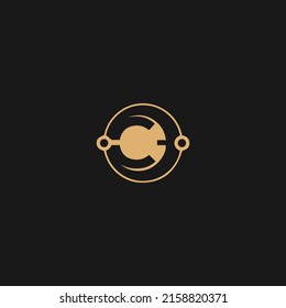 Letter C logo. tech multimedia design concept template
