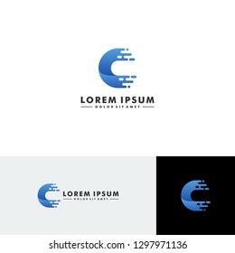 Letter C logo technology icon vector