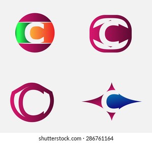 letter C logo template. Abstract icon 