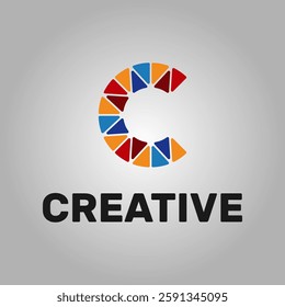 letter C logo template, creative artistic technology symbol for tech and art