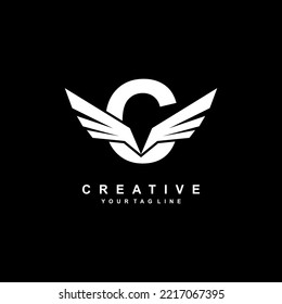 
letter C logo template design with wings. C creative colorful logo with wings. modern logotype symbol. wing logo. vector symbol of freedom. flying icon