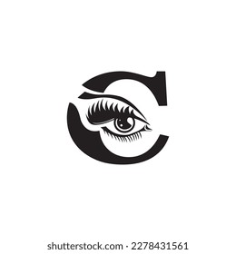 letter C logo template eye cosmetic design vector illustration