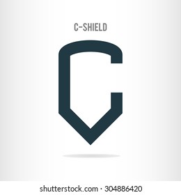 Letter C logo template. The letter C in the form of shield