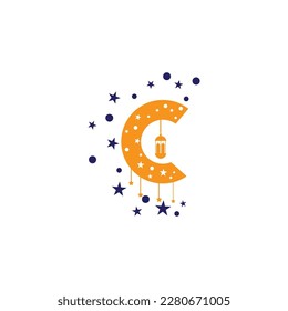 letter C logo template lantern illustration design vector