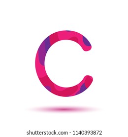 Letter C logo template. Vector paper-cut alphabet. 
