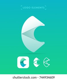 Letter C logo template. Vector abstract origami style. Application icon