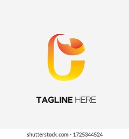 
letter C logo template with yellow gradient