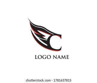 letter c logo template,wing design vector