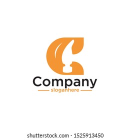 Letter C Logo That Forms a Hammer in Orange Color