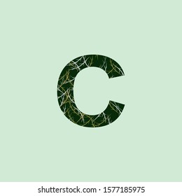Letter C logo Tropical Nature Twig. Vector design concept logo icon letter with tropical twig.