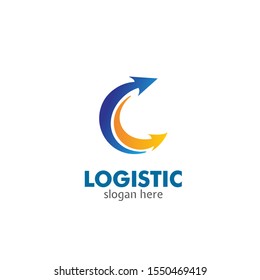 the letter c logo with two arrow shapes, suitable for logistic company logos.
