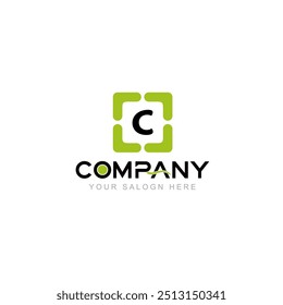 Letter C Logo Vector Design Illustration with Company Name and Your Text Here Logo Template on white background.