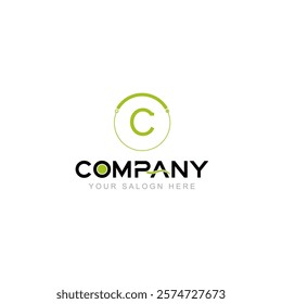 Letter C Logo Vector Design Illustration with Company Name and Your Text Here. Logo Template on white background.