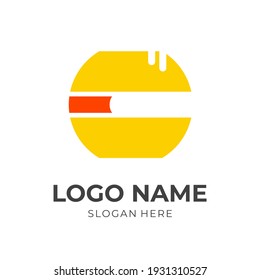 letter C logo vector flat yellow and red color style