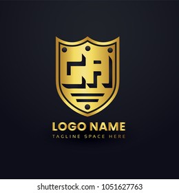 Letter C and Letter A Logo Vector with Gold Emblem Shield Design Abstract.