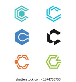 Letter C Logo Vector with Hexagon logo design inspiration, vector