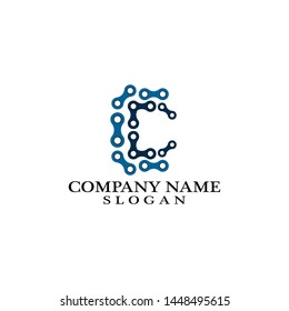 Letter C logo, vector illustration of modern icon bike chains