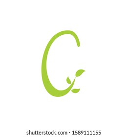 Letter C Logo Vector With ornament Leaf 001