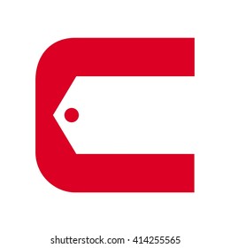 letter C logo vector. price tag icon.