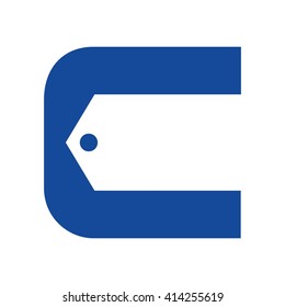 letter C logo vector. price tag icon.
